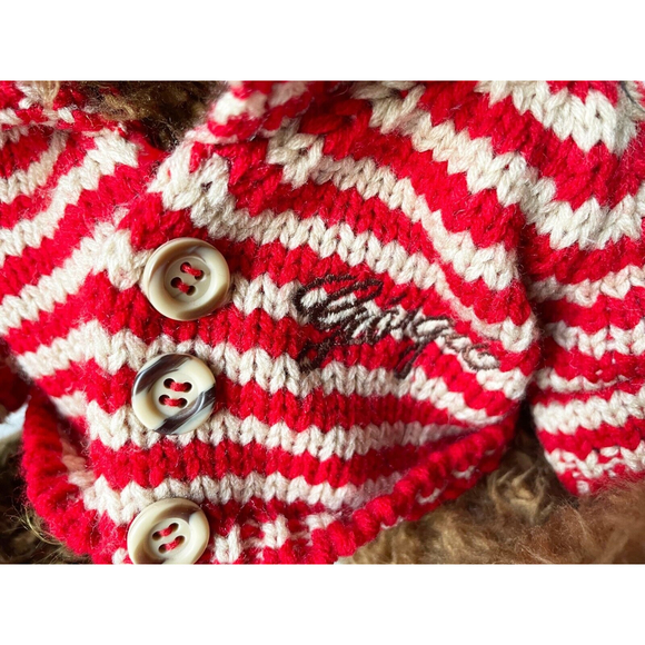 Giorgio Beverly Hills Plush Brown Teddy Bear Striped Sweater Vintage 1996 - Picture 6 of 11